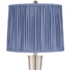 360 Lighting Geoff Modern Table Lamps Set Of 2 26" High Brushed Nickel With USB Charging Port Blue Shirred Shade For Bedroom Living Room House Desk