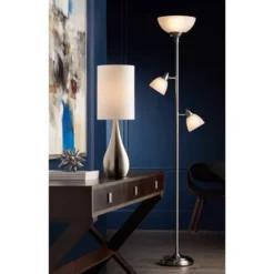 360 Lighting Ellery Modern Torchiere Floor Lamp With Side Lights 72" Tall Brushed Nickel Frosted White Glass Shade For Living Room Reading Bedroom -360 Lighting Outlet Store GUEST bc3d4a04 ec44 401d 8cd0 2249e0a90732