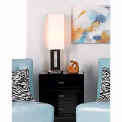 360 Lighting Floating Rectangle Modern Table Lamp 30" Tall Black Metal Open Frame White Fabric Box Shade For Bedroom Living Room Bedside Nightstand -360 Lighting Outlet Store GUEST bc833856 be0b 40a8 a477 cb279adafaa8