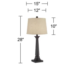 360 Lighting Dolbey Rustic Farmhouse Table Lamps 28" Tall Set Of 2 Bronze Burlap Linen Drum Shade For Bedroom Living Room Bedside Nightstand Office -360 Lighting Outlet Store GUEST bcdd2801 852e 4644 966d 00f1c5e75ef1