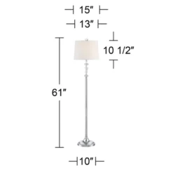 360 Lighting Montrose Modern Floor Lamps 61" Tall Set Of 2 Polished Steel Crystal Glass White Fabric Drum Shade For Living Room Bedroom Office House -360 Lighting Outlet Store GUEST bda5a96c 667b 4fd7 9d71 768207758958