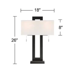 360 Lighting Neil Modern Rustic Table Lamp 26" High Black Metal With USB Charging Port White Rectangular Shade For Bedroom Living Room Bedside Desk 12 360 Lighting Neil Modern Rustic Table Lamp 26" High Black Metal With USB Charging Port White Rectangular Shade For Bedroom Living Room Bedside Desk -360 Lighting Outlet Store GUEST be3701f7 6cc9 4c5d b3f2 b81f2eebd66f