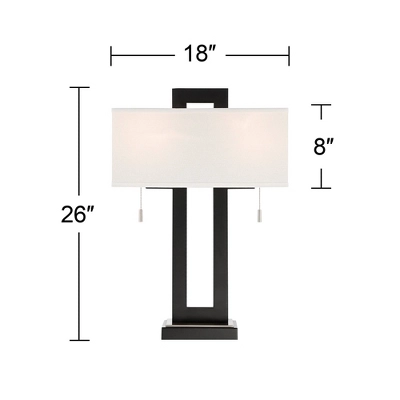 360 Lighting Neil Modern Rustic Table Lamp 26" High Black Metal With USB Charging Port White Rectangular Shade For Bedroom Living Room Bedside Desk 5 360 Lighting Neil Modern Rustic Table Lamp 26" High Black Metal With USB Charging Port White Rectangular Shade For Bedroom Living Room Bedside Desk - Image 5