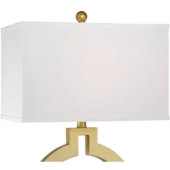 360 Lighting Lauren Modern Table Lamps Set Of 2 With Black Risers 28 1/2" Tall Gold USB Charging Port White Rectangular Shade For Bedroom Living Room