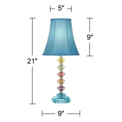 360 Lighting Bohemian Country Cottage Accent Table Lamp 21" High Teal Blue Stacked Glass For Bedroom Living Room Bedside Nightstand Office Kids Family -360 Lighting Outlet Store GUEST c38a1f2e 9786 4a38 8aaa 6c8d4a783bd5