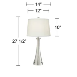 360 Lighting Karl Modern Table Lamps 27 1/2" Tall Set Of 2 Brushed Nickel With USB And Outlet White Drum Shade For Bedroom Living Room House Bedside -360 Lighting Outlet Store GUEST c5c46c83 8a21 4884 894e c0bc13dfbe8e