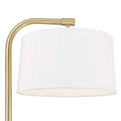 360 Lighting Modern Art Deco Arc Floor Lamp 64" Tall Warm Gold Metal White Fabric Drum Shade For Living Room Reading Family Bedroom Office House Home 2 360 Lighting Modern Art Deco Arc Floor Lamp 64" Tall Warm Gold Metal White Fabric Drum Shade For Living Room Reading Family Bedroom Office House Home - Image 2
