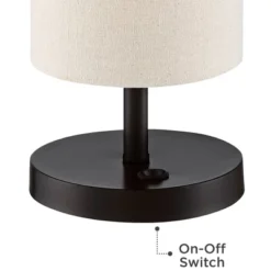 360 Lighting Heyburn Modern Accent Table Lamps 20" High Set Of 2 Bronze With USB And AC Power Outlet In Base Oatmeal Cylinder Shade For Bedroom Desk -360 Lighting Outlet Store GUEST c6e692dd 8354 44f8 bef3 90bdf7328837