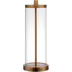 360 Lighting 26" High Cylinder Country Cottage Table Lamps Set Of 2 Fillable Clear Gold Finish Glass Metal White Shade Living Room Bedroom Bedside -360 Lighting Outlet Store GUEST c756df7d 2d97 4e5d a037 eaeb94802bfb