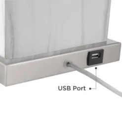 360 Lighting Connie Modern Table Lamps 25" High Set Of 2 White Faux Marble With USB Charging Ports Rectangular Shade For Living Room Office Desk House -360 Lighting Outlet Store GUEST c833dd05 6e10 456d b64b 2e0678fc3334