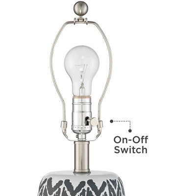 360 Lighting Modern Accent Table Lamps 23 1/2" High Set Of 2 White Gray Ceramic White Fabric Drum Shade Decor For Bedroom Living Room 3 360 Lighting Modern Accent Table Lamps 23 1/2" High Set Of 2 White Gray Ceramic White Fabric Drum Shade Decor For Bedroom Living Room - Image 3