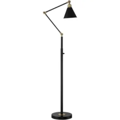 360 Lighting Wray Mid Century Modern Pharmacy Floor Lamp 61" Tall Flat Black Warm Brass Adjustable Swivel Head For Living Room Reading Bedroom Home -360 Lighting Outlet Store GUEST cb12d4d0 36fe 4b09 a03a c58387e09159