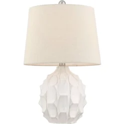 360 Lighting Ellen 21" High Sculptured Small Mid Century Modern Coastal Accent Table Lamp White Ceramic Single Living Room Bedroom Bedside Nightstand -360 Lighting Outlet Store GUEST cb631873 f72b 4b19 814c 5acd13c471b0