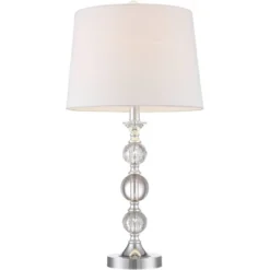 360 Lighting Solange Modern Table Lamps 25" High Set Of 2 Stacked Crystal Glass Silver White Tapered Drum Shade For Bedroom Living Room Nightstand -360 Lighting Outlet Store GUEST ccb53c4f 18df 400c b3f0 ff2747255eb7