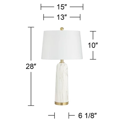 360 Lighting Maceao Modern Table Lamps 28" Tall Set Of 2 White Faux Marble Tapered Drum Shade For Bedroom Living Room Bedside Nightstand Office House 8 360 Lighting Maceao Modern Table Lamps 28" Tall Set Of 2 White Faux Marble Tapered Drum Shade For Bedroom Living Room Bedside Nightstand Office House - Image 8