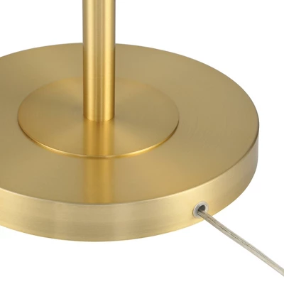 360 Lighting Modern Downbridge Floor Lamp 61 1/2" Tall Warm Gold Metal Off-White Linen Drum Shade For Living Room Reading Bedroom 4 360 Lighting Modern Downbridge Floor Lamp 61 1/2" Tall Warm Gold Metal Off-White Linen Drum Shade For Living Room Reading Bedroom - Image 4