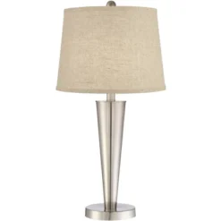 360 Lighting Geoff Modern Table Lamps 26" High Set Of 2 Brushed Nickel With USB Charging Port Cream Burlap Drum Shade For Bedroom Living Room Desk -360 Lighting Outlet Store GUEST d117b070 aa32 4d77 ab0d e72e60631f1e