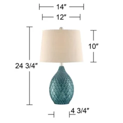 360 Lighting Kate Table Lamp 24 3/4" High Ceramic Green Oatmeal Drum Shade For Bedroom Living Room Bedside Nightstand Office Kids Family House Home -360 Lighting Outlet Store GUEST d1399099 fb2d 4b01 acde a5f2cd0c9470