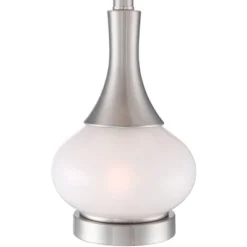 360 Lighting Serrena Modern Accent Table Lamp 23" High White Glass Brushed Nickel Metal With Nightlight Drum Shade For Bedroom Living Room House Home -360 Lighting Outlet Store GUEST d2bcbf7e fc9c 4565 b112 6bfdfe104829