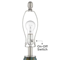 360 Lighting Azure Modern Table Lamps 29 1/2" Tall Set Of 2 Blue Brown Art Glass White Fabric Drum Shade For Bedroom Living Room Bedside Nightstand -360 Lighting Outlet Store GUEST d369f549 b0b0 48f4 b354 b64b111347e2