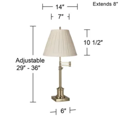 360 Lighting Swing Arm Desk Table Lamp 36" Tall Antique Brass Box Pleated Creme Linen Empire Shade For Living Room Bedroom Office Family -360 Lighting Outlet Store GUEST d7060041 95ca 4769 b2ba f95caa88b44e
