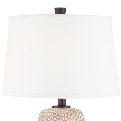 360 Lighting Anna Modern Coastal Table Lamps 27 1/4" Tall Set Of 2 Beige White Tapered Drum Shade For Bedroom Living Room Bedside Nightstand Office 2 360 Lighting Anna Modern Coastal Table Lamps 27 1/4" Tall Set Of 2 Beige White Tapered Drum Shade For Bedroom Living Room Bedside Nightstand Office - Image 2