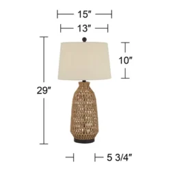 360 Lighting San Carlos Modern Coastal Table Lamp 29" Tall Natural Rattan Wicker Oatmeal Fabric Drum Shade For Bedroom Living Room Bedside Nightstand -360 Lighting Outlet Store GUEST d9629b59 36e8 42f8 8b8a 6e4b4f6a6e8c
