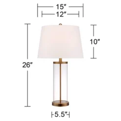 360 Lighting Coastal Table Lamp 26" High Glass Cylinder Gold Fillable White Drum Shade For Living Room Family Bedroom Bedside Nightstand -360 Lighting Outlet Store GUEST dd2c6f0b 2ba9 4de2 b1d4 83514a33bc37