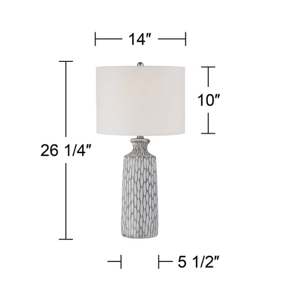 360 Lighting Patrick Modern Coastal Table Lamp 26 1/4" High Gray White Wash Geometric Ceramic Drum Fabric Shade For Bedroom Living Room Bedside Office 7 360 Lighting Patrick Modern Coastal Table Lamp 26 1/4" High Gray White Wash Geometric Ceramic Drum Fabric Shade For Bedroom Living Room Bedside Office - Image 7