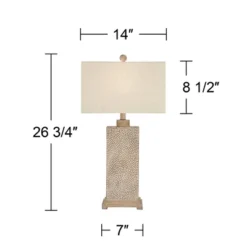 360 Lighting Caldwell Rustic Farmhouse Table Lamps 26 3/4" High Set Of 2 Earth Tone Hammered Oatmeal Fabric Rectangular Shade For Bedroom Living Room -360 Lighting Outlet Store GUEST dfdb31de 896c 4210 a793 370d8f01896b