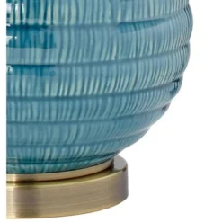 360 Lighting Modern Table Lamps 24" High Set Of 2 Coastal Ceramic Sky Blue Glaze Linen Fabric Drum Shade For Living Room Family Bedroom -360 Lighting Outlet Store GUEST e245997e 1eda 4322 a5a8 688b888aa275