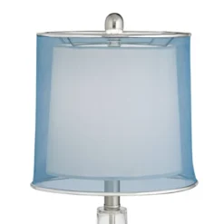 360 Lighting Modern Accent Table Lamps 21.75" High Set Of 2 With USB Charging Port Clear Glass Blue Drum Shade For Living Room Desk Bedroom Office -360 Lighting Outlet Store GUEST e556ef80 1994 4816 a9a4 f91b2382528c