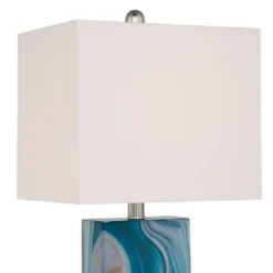 360 Lighting Connie Modern Table Lamps 25" High Set Of 2 Blue Faux Marble With USB Charging Ports LED White Shade For Bedroom Living Room House Desk -360 Lighting Outlet Store GUEST e55880b0 6b81 410b ac54 2e737bd6f89a