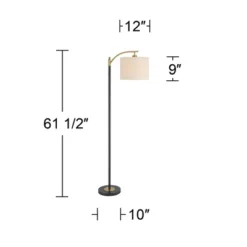 360 Lighting Rayna Mid Century Modern Downbridge Floor Lamp 61 1/2" Tall Black Gold Metal Off White Linen Drum Shade For Living Room Reading Bedroom -360 Lighting Outlet Store GUEST e786ae3c 58f3 422b 958b be1fbf86a813