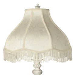 360 Lighting Vintage Shabby Chic Floor Lamp 60" Tall Antique White Cream Scallop Fabric Dome Shade Fringe For Living Room Reading Bedroom -360 Lighting Outlet Store GUEST e864ba4d ca60 4e22 bd26 eb55e495b3de