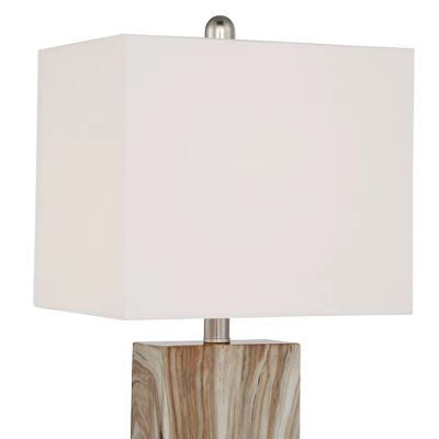 360 Lighting Connie Modern Table Lamps Set Of 2 25" High Brown Faux Marble With USB Charging Port White Rectangular Shade For Living Room Office Desk 2 360 Lighting Connie Modern Table Lamps Set Of 2 25" High Brown Faux Marble With USB Charging Port White Rectangular Shade For Living Room Office Desk - Image 2