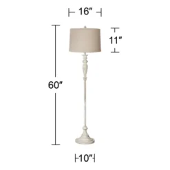 360 Lighting Vintage Shabby Chic Floor Lamp 60" Tall Antique White Washed Natural Linen Fabric Drum Shade For Living Room Reading Bedroom Office -360 Lighting Outlet Store GUEST e9bba1ca c7ba 4721 ae7b 54cc95cd1ebe