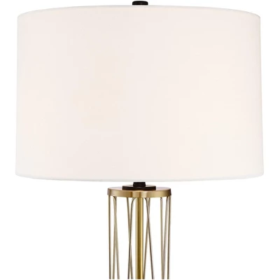 360 Lighting Nathan Modern Table Lamps Set Of 2 With Square Risers 27" Tall Gold Metal USB Charging Ports Off White Drum Shade For Living Room Desk 1 360 Lighting Nathan Modern Table Lamps Set Of 2 With Square Risers 27" Tall Gold Metal USB Charging Ports Off White Drum Shade For Living Room Desk