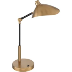 360 Lighting Colborne Modern Mid Century Desk Table Lamp 28" Tall Antique Brass Black With USB Charging Port LED For Bedroom Living Room Bedside Kids -360 Lighting Outlet Store GUEST eb0cdc7c 4a7f 496b 9050 ff24ce9c26de