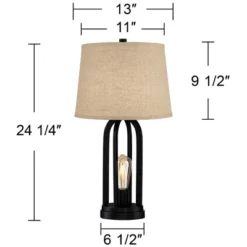 360 Lighting Marcel Industrial Table Lamps 24 1/4" High Set Of 2 Black With USB Port LED Nightlight Burlap Drum Shade For Bedroom Living Room Desk 15 360 Lighting Marcel Industrial Table Lamps 24 1/4" High Set Of 2 Black With USB Port LED Nightlight Burlap Drum Shade For Bedroom Living Room Desk -360 Lighting Outlet Store GUEST eb633317 f600 45d3 ae18 d56b75f16339