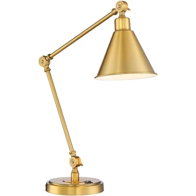 360 Lighting Wray Modern Desk Lamp 26 3/4" High Warm Brass Metal With USB Charging Port Adjustable Arm Head For Bedroom Living Room Bedside House Home 6 360 Lighting Wray Modern Desk Lamp 26 3/4" High Warm Brass Metal With USB Charging Port Adjustable Arm Head For Bedroom Living Room Bedside House Home - Image 6
