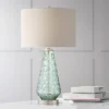 360 Lighting Julia Modern Table Lamp 26 1/2" High Green Glass White Drum Shade For Bedroom Living Room Bedside Nightstand Office Kids Family House
