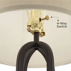 360 Lighting Marcel Industrial Table Lamps Set Of 2 With Round Risers 24 1/4" High Black LED Nightlight USB Port Natural Shade For Living Room Desk -360 Lighting Outlet Store GUEST efa8b684 a82d 499b 8e29 4585407ab102