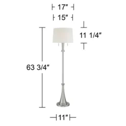 360 Lighting Karl Modern Floor Lamp Standing 63 3/4" Tall Brushed Nickel Metal White Tapered Drum Shade For Living Room House Bedroom Office Family -360 Lighting Outlet Store GUEST f178c370 dbf8 40a9 acb1 1dccf861e0a3