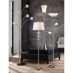 360 Lighting 3 In 1 Modern Torchiere Floor Lamp With Side Lights 70" Tall Brushed Nickel White Glass Shades For Living Room Reading Bedroom House Home -360 Lighting Outlet Store GUEST f2691b9c 35a7 4ada ac0c d0ee693c4cff