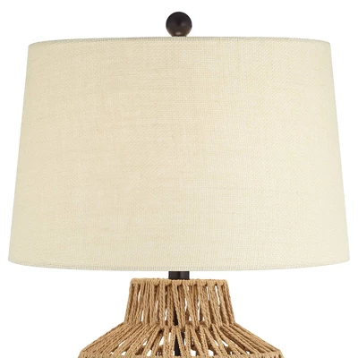 360 Lighting San Marcos Modern Coastal Table Lamp 27" Tall Natural Wicker Oatmeal Drum Shade For Bedroom Living Room Bedside Nightstand Office Kids 3 360 Lighting San Marcos Modern Coastal Table Lamp 27" Tall Natural Wicker Oatmeal Drum Shade For Bedroom Living Room Bedside Nightstand Office Kids - Image 3