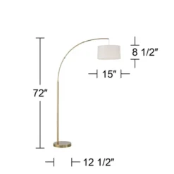 360 Lighting Cora Modern Arc Floor Lamp Standing 72" Tall Brass Metal White Linen Drum Shade Decor For Living Room Reading Bedroom Office House Home -360 Lighting Outlet Store GUEST f30622a4 7f20 487f 843d c7873bd8ec4b