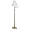 360 Lighting Traditional Swing Arm Floor Lamp 70" Tall Antique Brass Imperial White Fabric Bell Shade For Living Room Reading Bedroom