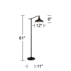 360 Lighting Rustic Downbridge Floor Lamp With USB Charging Port 61" Tall Satin Bronze Metal Dome Shade Living Room Reading House -360 Lighting Outlet Store GUEST f5a31972 b9ff 455c b9c3 53c0266bc766