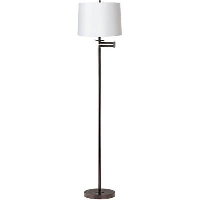 360 Lighting Modern Swing Arm Floor Lamp 60.5" Tall Bronze White Hardback Drum Shade For Living Room Reading Bedroom Office 1 360 Lighting Modern Swing Arm Floor Lamp 60.5" Tall Bronze White Hardback Drum Shade For Living Room Reading Bedroom Office